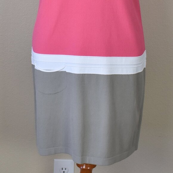 D. Exterior Color Block Stretch Knit Shift Dress - L - Picture 3 of 8